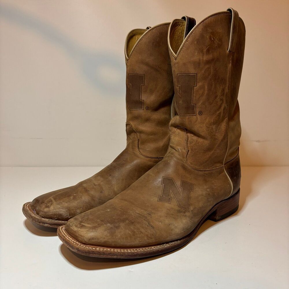 Nocona Mens Collegiate Western Boot Ponteggio Leather Sz 14D Nebraska University